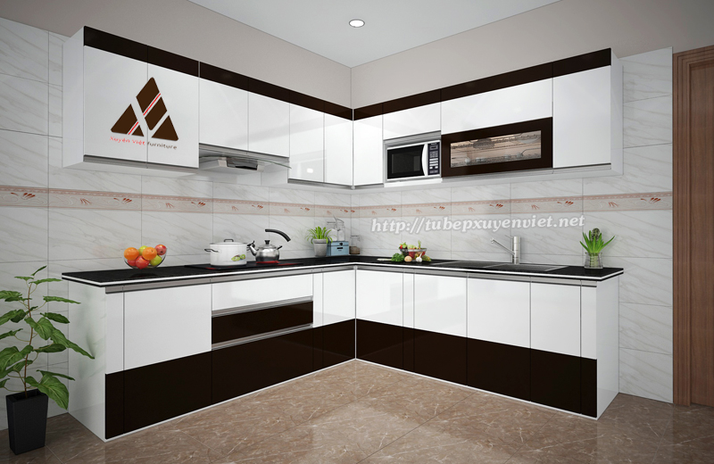 Tủ bếp hiện đại bằng nhựa cho nhà anh Cường - Hải Phòng