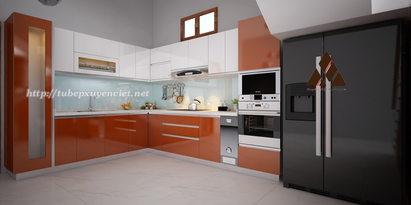 Kiểu tủ bếp hiện đại nhà anh Lập - Ngọc Thụy, Hà Nội