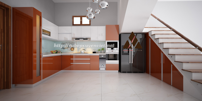 Kiểu tủ bếp hiện đại nhà anh Lập - Ngọc Thụy, Hà Nội