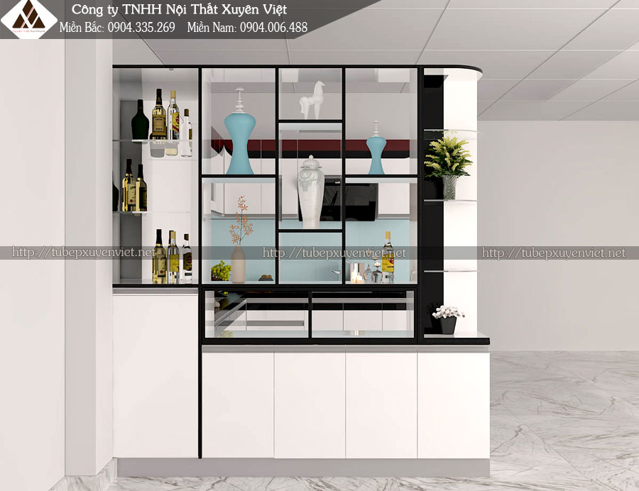 Tủ bếp hiện đại tại HCM nhà anh Thịnh tủ trang trí