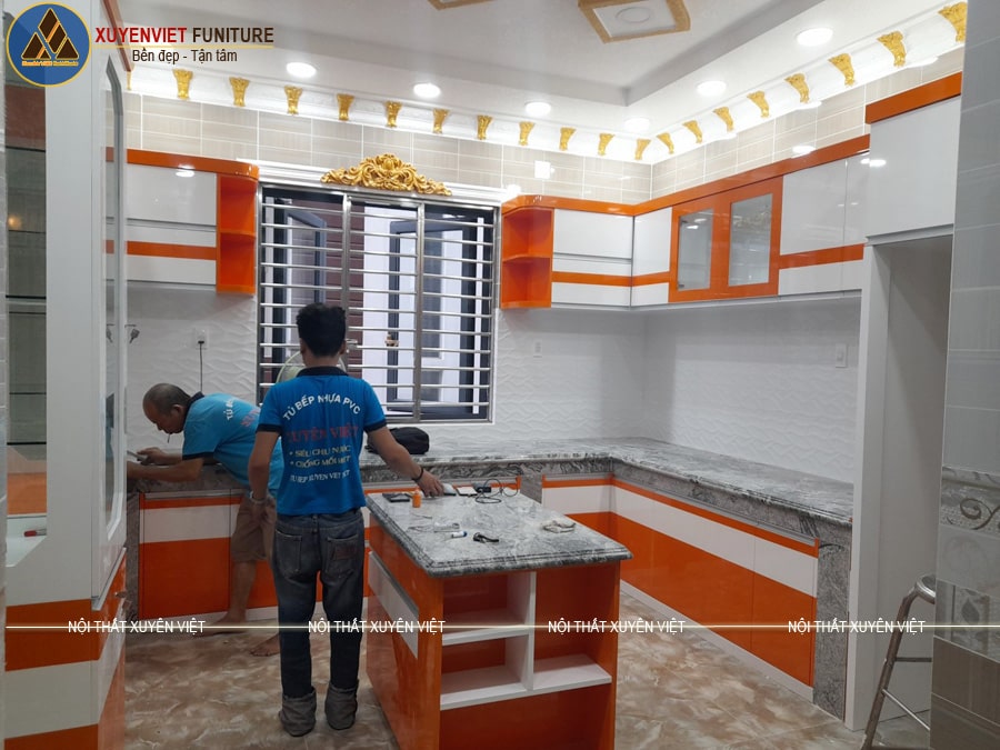 Tủ bếp hiện đại nhà cô Hà - Quận 8 đã lắp đạt xong