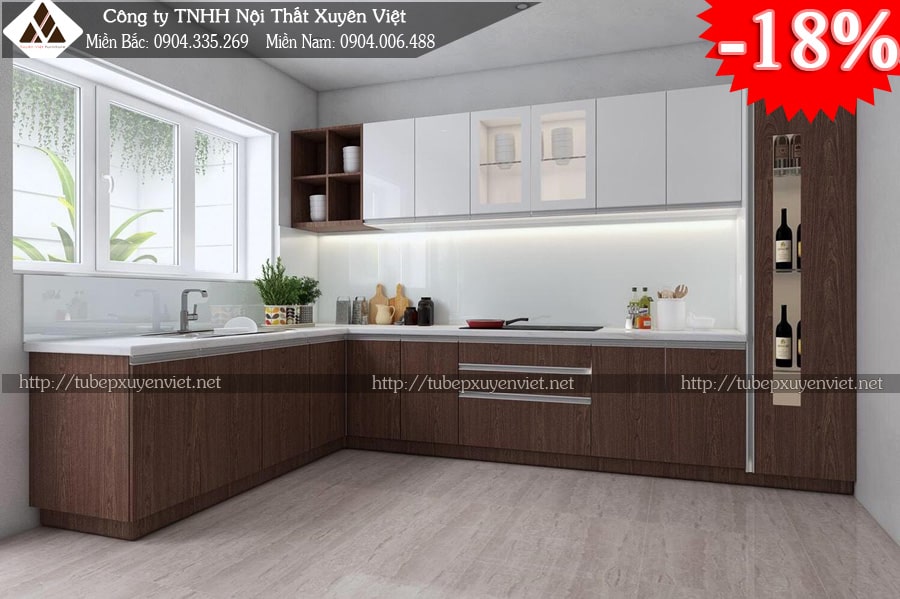 Tủ bếp laminate vân gỗ chú Phát - Cần giờ, HCM