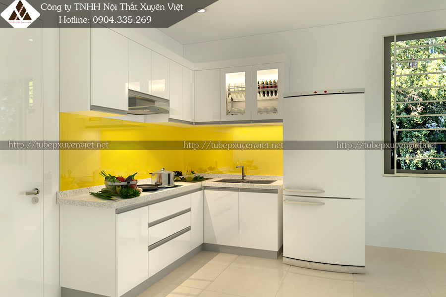 Tủ bếp đẹp màu trắng nhà chị Trang - quận 7, TPHCM Sài Gòn