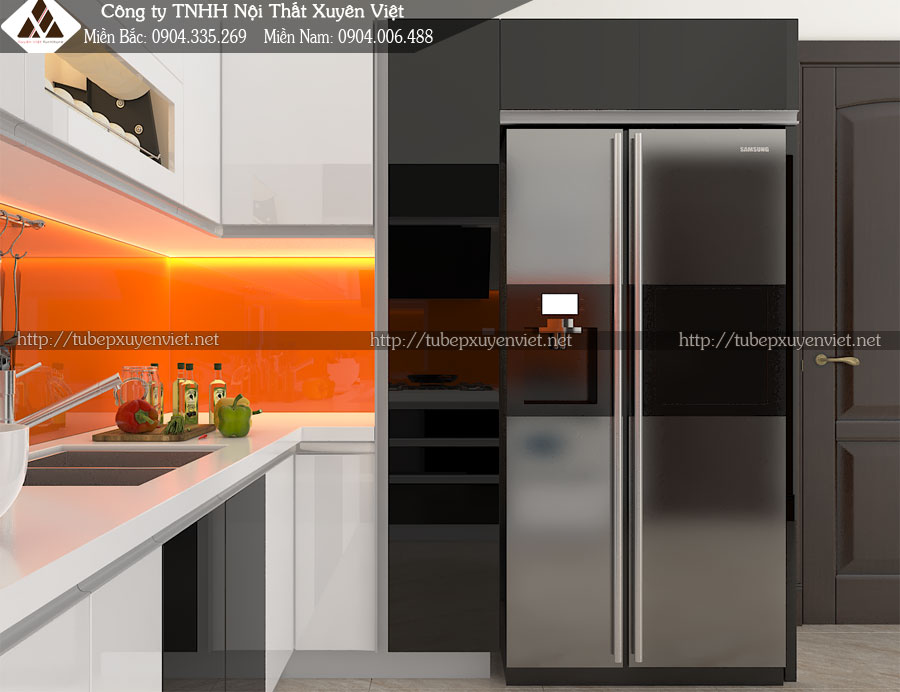 Tủ bếp nhựa acrylic Hà Nội nhà chị Loan