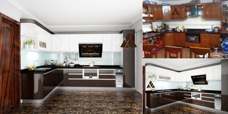 Tủ bếp nhựa Acrylic thay thế gỗ nhà anh Tuyển - Quảng Ninh