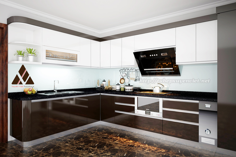 Tủ bếp nhựa acrylic nhà anh Tuyển - Quảng Ninh