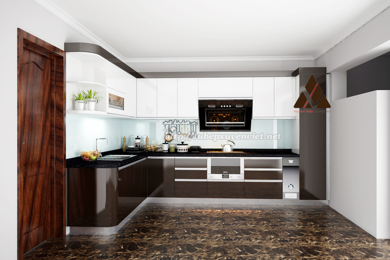 Tủ bếp nhựa acrylic nhà anh Tuyển - Quảng ninh