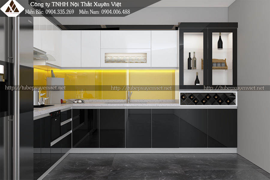 mẫu tủ bếp nhựa Acrylic nhà chị Minh - Quảng Ninh