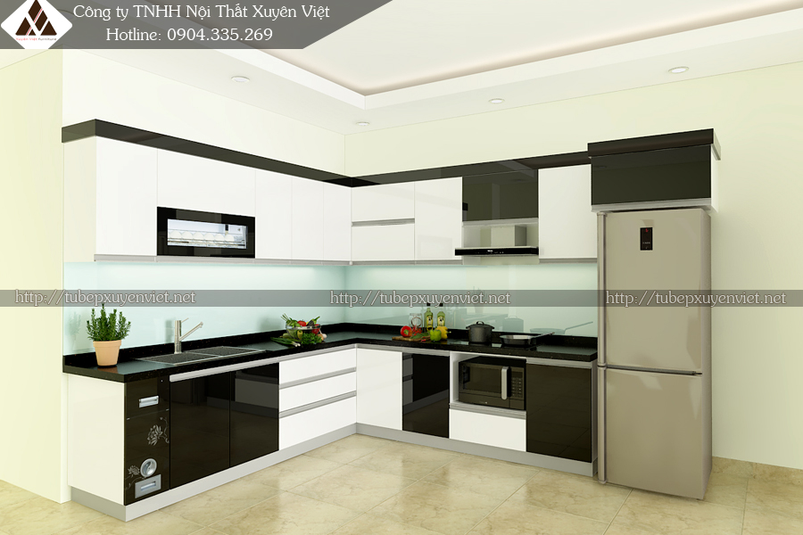 Tủ bếp nhựa acrylic nhà chú Khoát - Cẩm Phả, Quảng Ninh