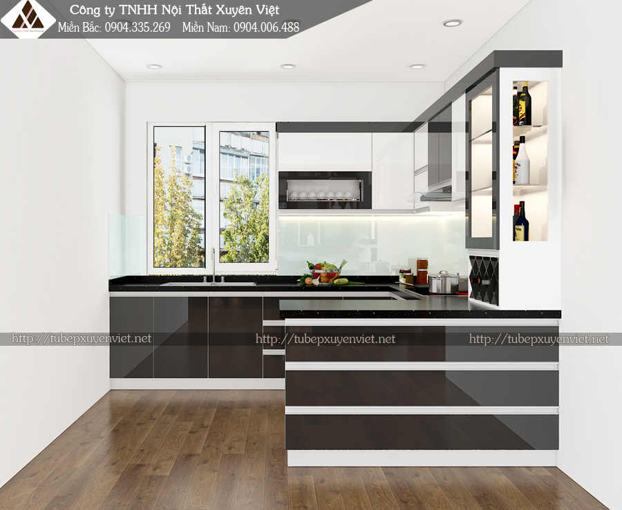 Tủ bếp nhựa acrylic quảng ninh nhà anh Trung