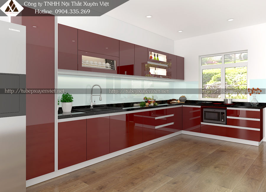 Tủ bếp nhựa acrylic quảng ninh nhà anh Luyến