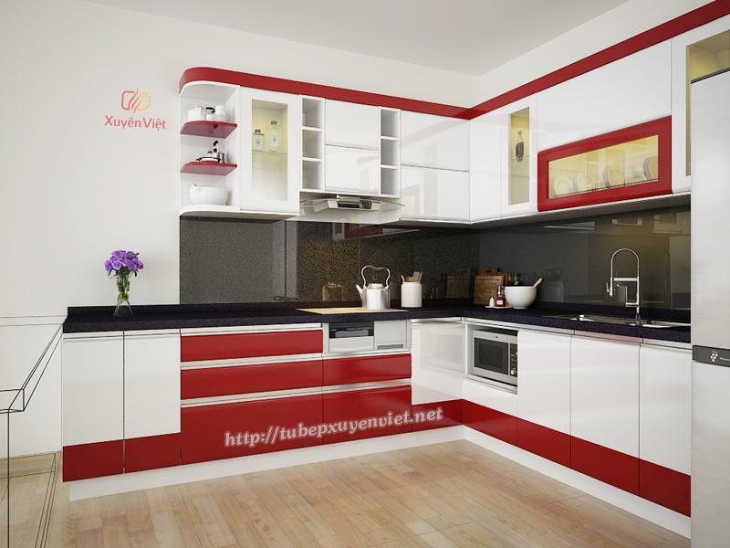 Mẫu tủ bếp đẹp cánh bom nhà chị Nguyệt - Thụy Khuê, Hà Nội