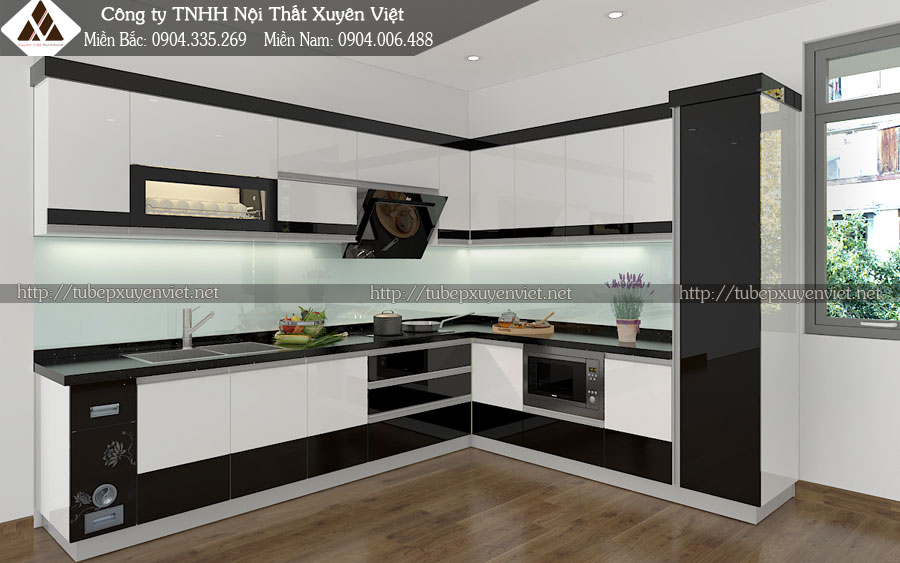 Tủ bếp nhựa đẹp quảng Ninh nhà chị Vy