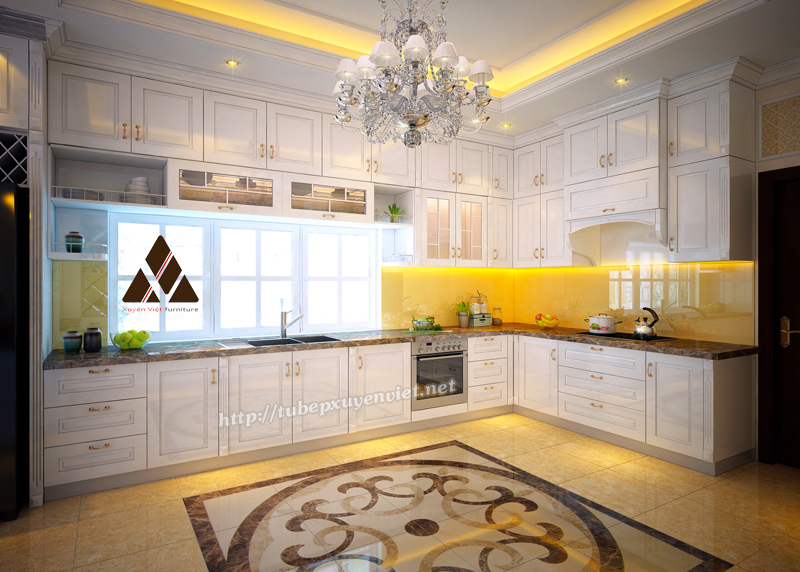 Tủ bếp nhựa giả gỗ nhà anh Triệu - TP Lào Cai