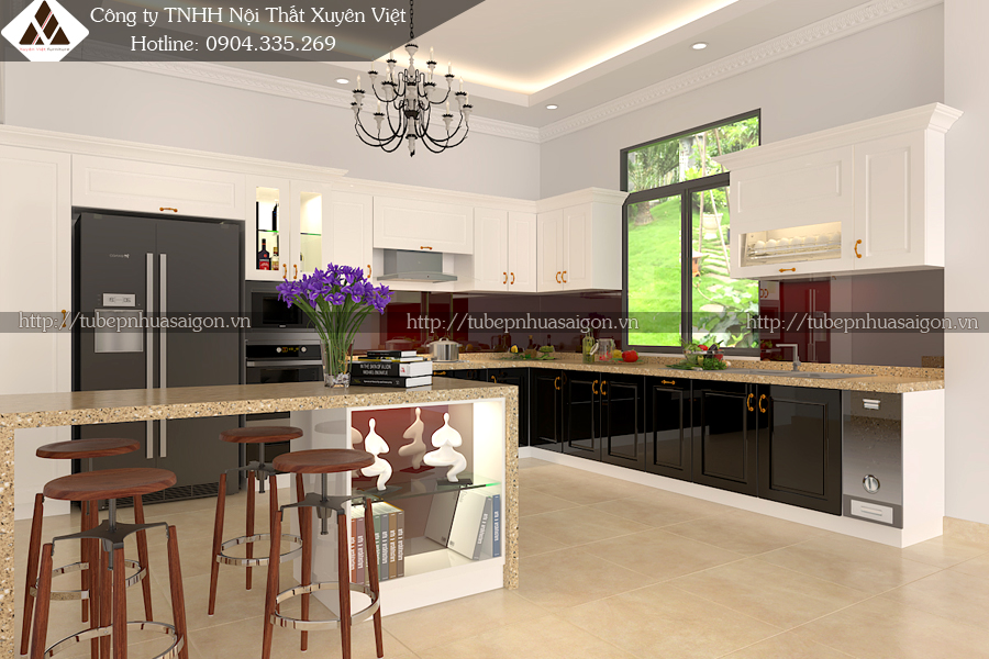Tủ bếp nhựa giả gỗ nhà anh Hải - Vimhome Hải Phòng