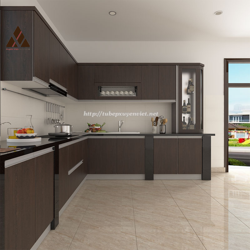 Tủ bếp nhựa giả gỗ nhà anh Tươi - Bắc Giang
