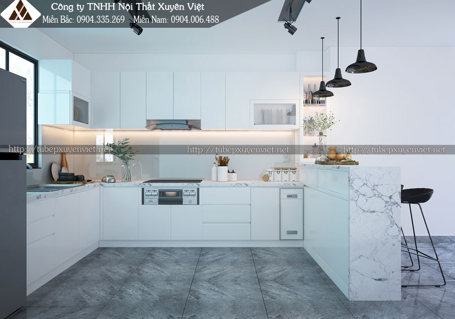 Tủ bếp nhựa hiện đại tp HCM nhà anh Tuấn - ảnh 1