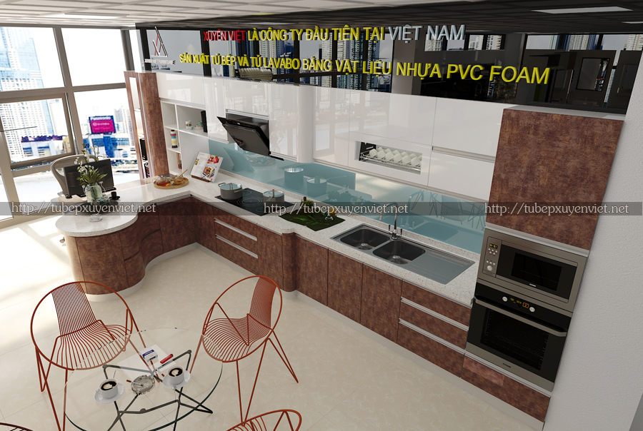 Tủ bếp nhựa laminate acrylic hà nội