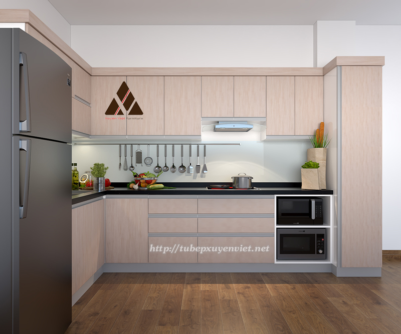 Tủ bếp nhựa laminate nhà chú Chiến - Quận 7, TPHCM Sài Gòn
