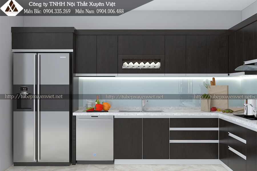 Tủ bếp nhựa laminate Hải Phòng nhà anh Tiến