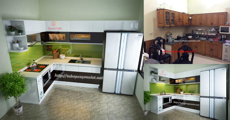 Tủ bếp nhựa cao cấp chữ L nhà chị Hồng - Nam Định