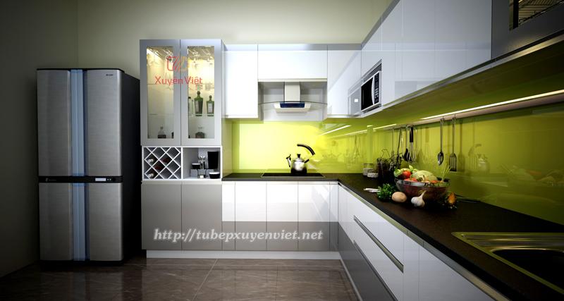 Tủ bếp đẹp bằng nhựa pvc nhà chị Huệ - Bùi Xương Trạch, Hà Nội