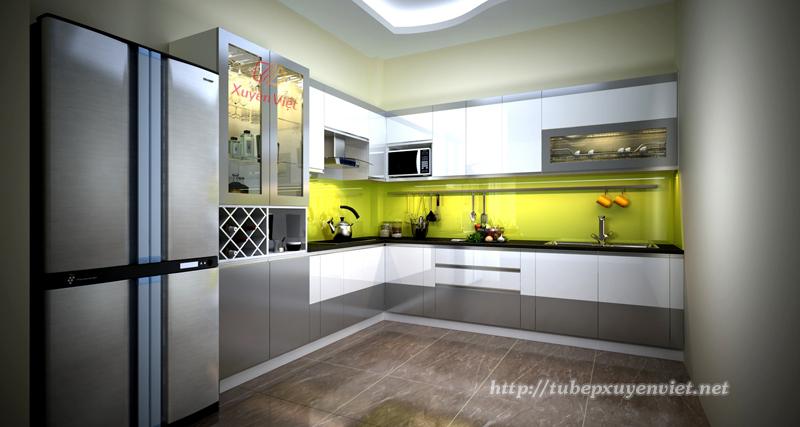 Tủ bếp đẹp bằng nhựa pvc nhà chị Huệ - Bùi Xương Trạch, Hà Nội