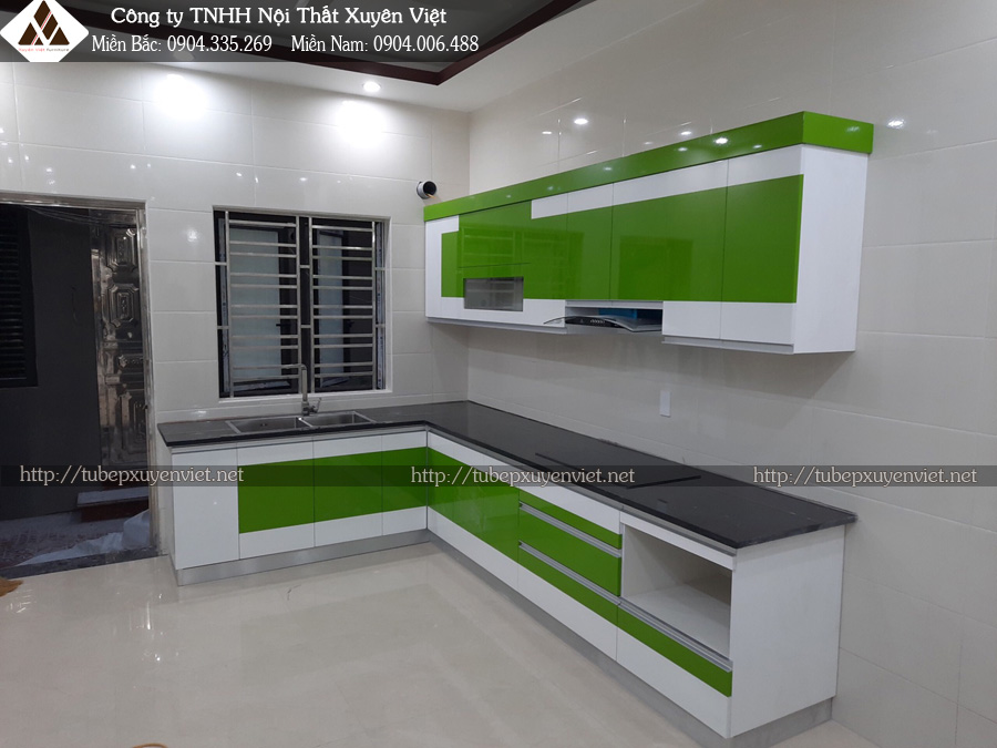 Tủ bếp nhựa sơn ô tô nhà chị Vy - Hải Phòng