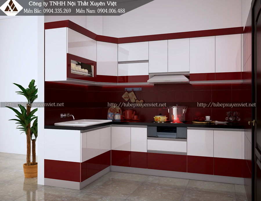 Mẫu tủ bếp nhựa nhà chị Giang - Hà Nội