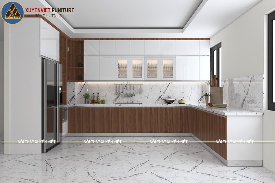 Tủ bếp nhựa vân gỗ chị Hiền - Hoàng Huy, Hải Phòng
