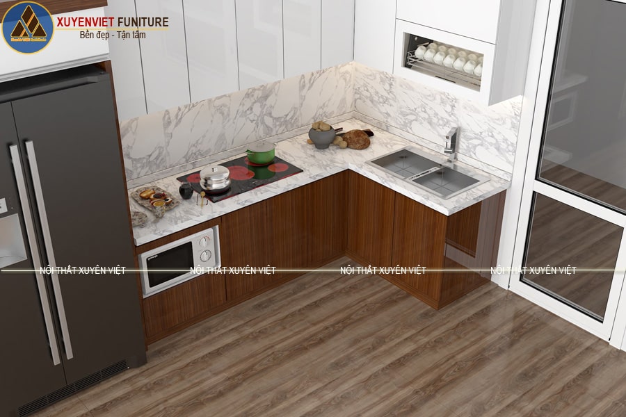 Tủ bếp nhựa vân gỗ nhà chú Thùy - Hạ Long, Quảng Ninh