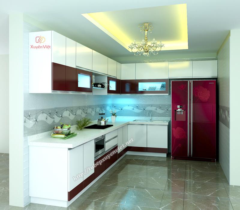 Tủ bếp quảng ninh kiểu chữ l nhà anh Cường
