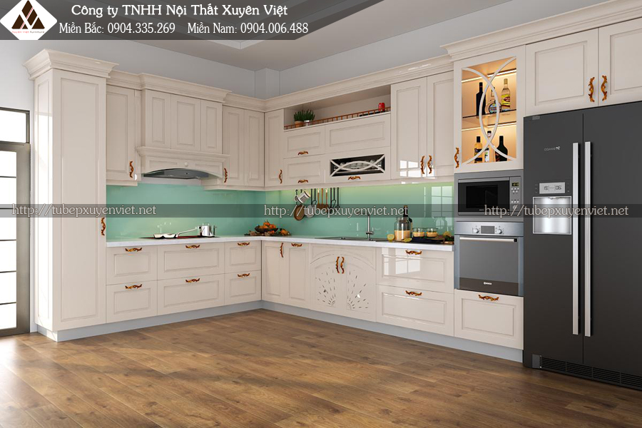 Tủ bếp tân cổ điển đẹp nhà anh Hùng - Q8, TPHCM