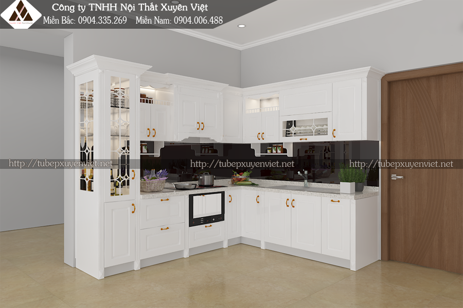 Tủ bếp tân cổ điển Hải Phòng nhà chị Liễu