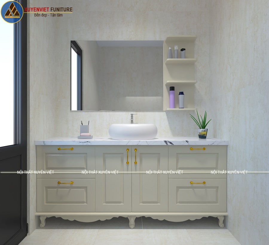 Tủ lavabo tân cổ điển chung cư cô Yến