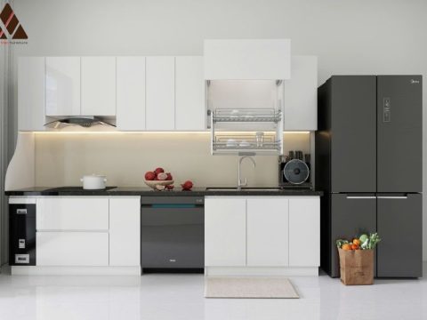 tủ bếp nhựa pet bóng