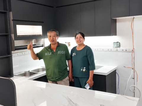 Tủ bếp nhựa UP230-238-165 sau khi hoàn thiện