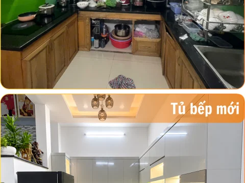 Trước và sau khi thay mới tủ bếp nhựa